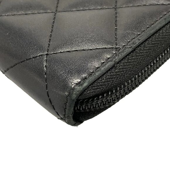 Auth CHANEL Cambon Line A50078 Black Lambskin Patent Leather Long Wallet - Picture 8 of 12